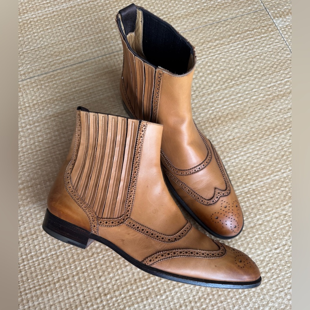 Sergio Rossi Men’s Leather Chelsea Boots, Tan.